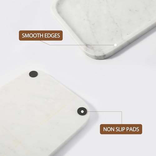 Marble Tray 12"x8" Bianco Carrara Marble Vanity Tray for Countertop Bathroom Kitchen Dresser