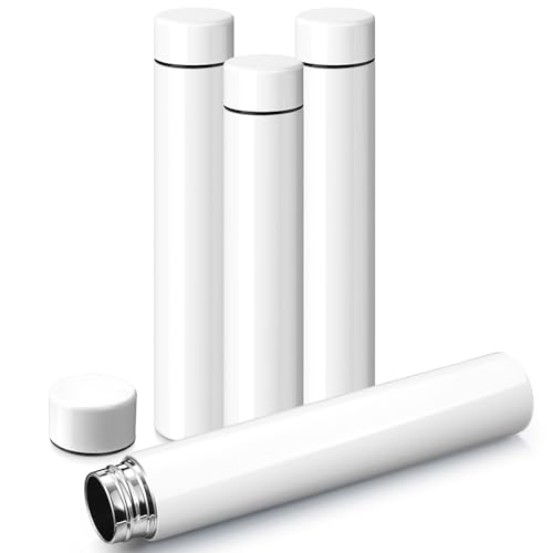 4 Pack White Slim Stainless Steel Water Bottle 8.8 oz (4 Count)