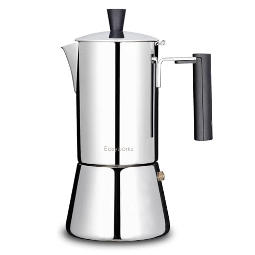 Pedro Stovetop Espresso Maker 6Cup 300ml Stainless Steel Italian Coffee Machine Maker Moka Pot Induction Espresso Pot (300 milliliters Count)