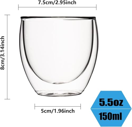 5.5oz Glass Coffee Mugs Set of 4 (4 Count)