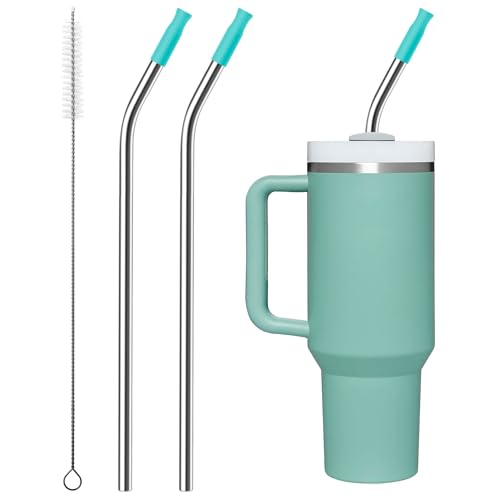 2 Pcs Stainless Steel Straw with Silicone Tips for 40 oz Stanley Tumbler