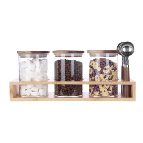 KKC HOME ACCNETS Glass Coffee Jar Set with Spoon Holder (5 Count)