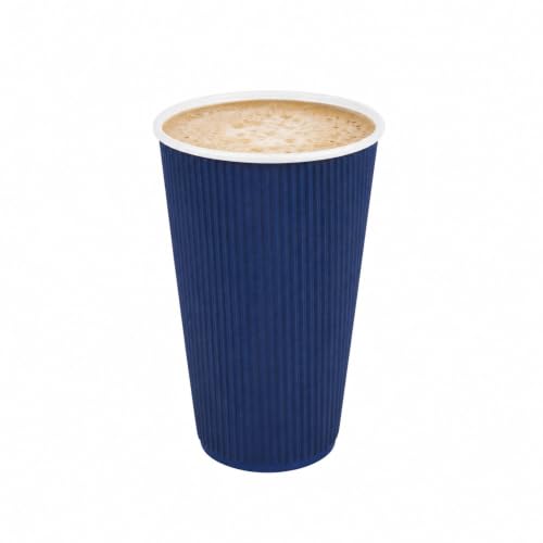 Ripple Wall Coffee Cups 500 Count 16 Ounce Insulated Midnight Blue Paper Cups