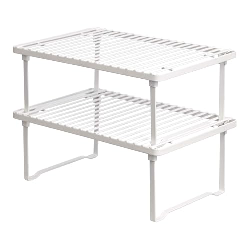 Space Saving Stackable Metal Kitchen Cabinet Organizer Shelves for Dishes
