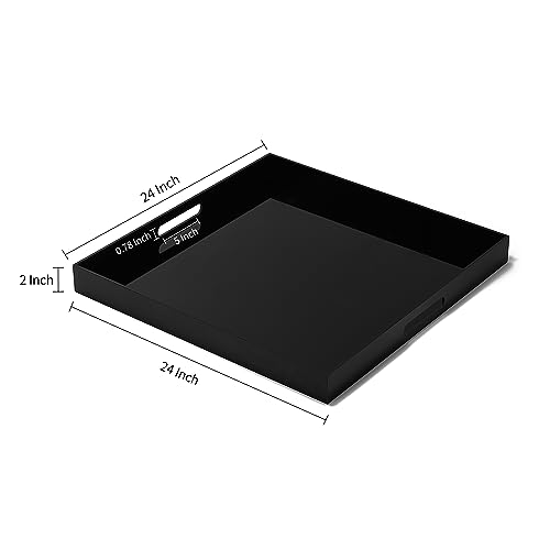 Glossy Black Sturdy Acrylic Serving Tray with Handles