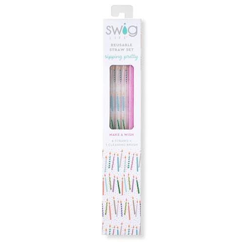 Reusable Straw Set with Cleaning Brush (6 Count)