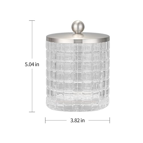 Clear transparent Apothecary Etched Geometric Grid Glass Jar W