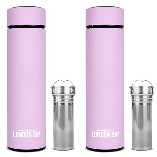 Multi Purpose Travel Mug and Tumbler Fruit Infused Flask Hot and Cold Double Wall Stainless Steel Thermos with Extra (2 Count)