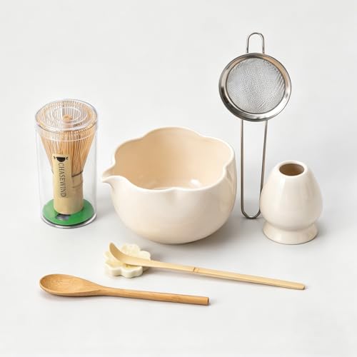 Matcha Set 8Pcs Floral Ceramic Matcha Kit with Matcha Whisk