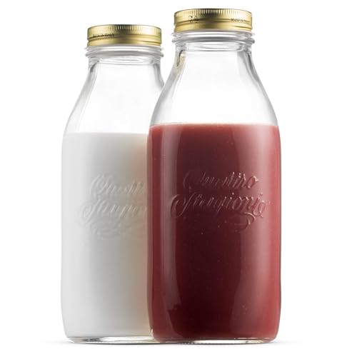 Quattro Stagioni Glass Milk Bottle 33.75 Ounce