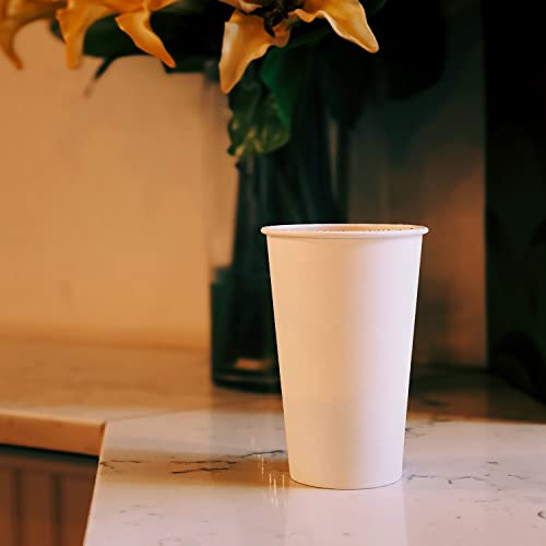 White Disposable Paper Coffee Cups with Lids (50 Count)
