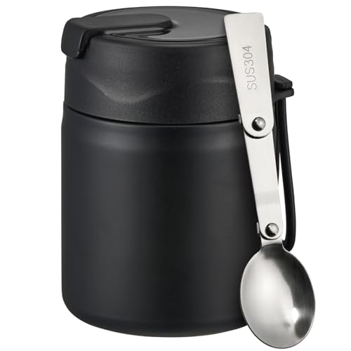 17oz Soup Thermo for Hot Food Kids Insulated Vacuum Food Jar with Stainless Steel Spoon Wide Mouth Thermo Leakproof Lunch Food Container Kids Hot Lunch Box