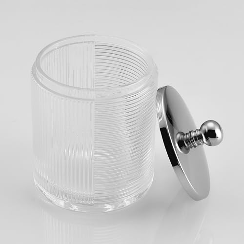 Clear Transparent Apothecary Ribbed Geometric Etched Glass Jar W
