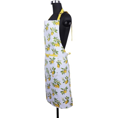 Cotton Aprons for Women with Pockets Adjustable Strap and Waist Ties Washable Printed Aprons for Baking