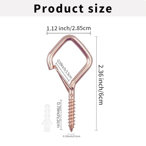 10PCS Eye Screw Hooks for Hanging Heavy Duty with Safety Buckle.Metal Ceiling Hooks for Hanging Plants