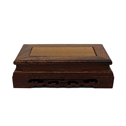Primitives Rustic Rosewood Rectangle Display Stand Vase Pot Base Fishbowl Pedestal Stand