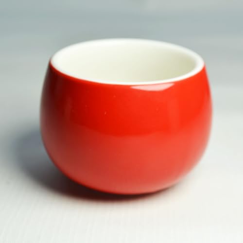 Chinese Wedding Tea cup 5oz Porcelain Teacup Red Cups Round Glaze Carving Double Xi for Tea Ceremony Wedding Party Home Decor (2 Count)