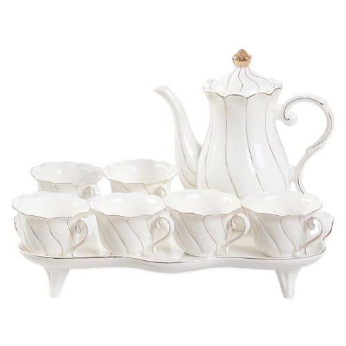 14 pcs Tea Set for 6 with Tea Tray & Spoons (14 Count)