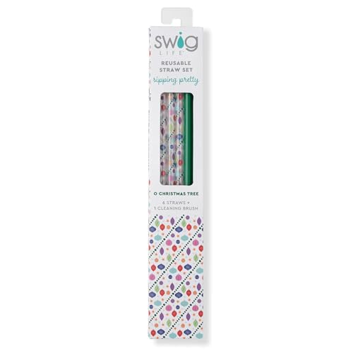 Pack of 6 Reusable Plastic Straws with Cleaning Brush (8 Count)