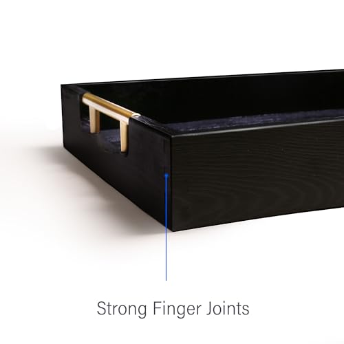 17x13 Inch Wood Serving Tray with Metal Handles