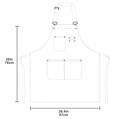 Barista Tools Apron for Women Hairstylists Servers Waterproof Canvas Kitchen Apron with 3 Pockets for Cooking Gardening