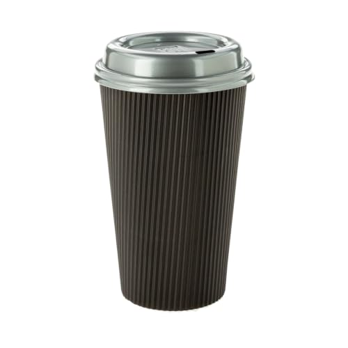 Ripple Wall Coffee Cups 500 Count 16 Ounce Insulated Black Paper Cups