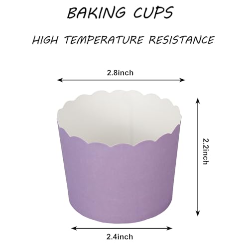 120Pcs Purple Paper Baking Cups Scalloped Edge Cupcake Wrappers Gradient Purple Cupcake Muffin Cases for Wedding Birthday Baby Shower (120 Count)
