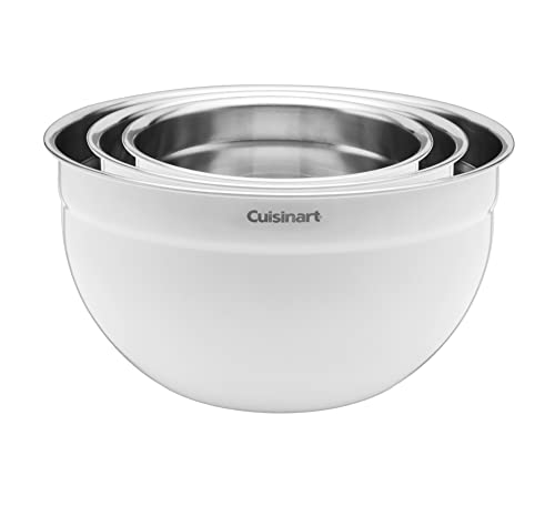 CTG-00-SMBW White Painted Stainless Steel Mixing Bowls with Lids, Set of 3