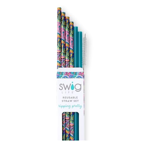 Reusable Straw Set with Cleaning Brush (6 Count)