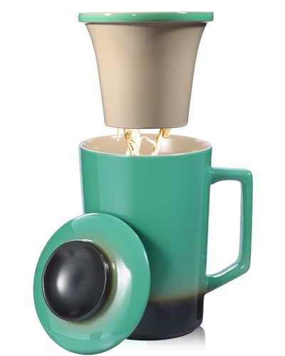 15 oz Ceramic Tea Infuser Cup with Lid