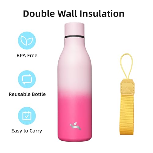 25 oz Insulated Stainless Steel Metal Water Bottle with Strap