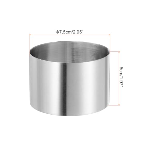 Round Cake Ring 2.95 x 2 Inch Seamless Stainless Steel Pastry Mousse Dessert Ring Mirror Coating for Baking Cooking Making Tool