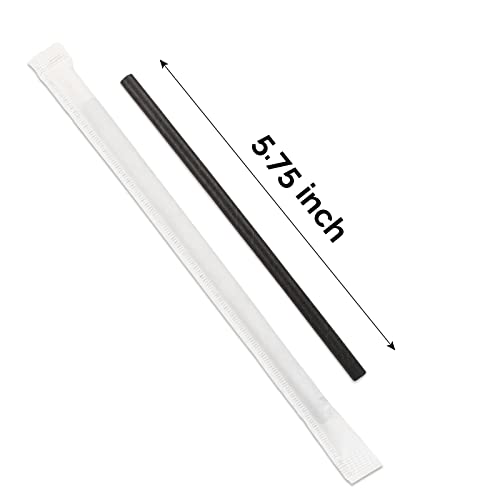 400 Pack] Chunspak 5.75 inch Disposable Black Paper Cocktail Straws (400 Count)