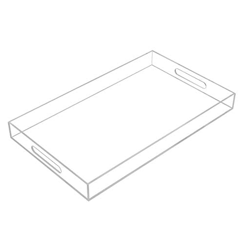 Clear Sturdy Acrylic Serving Tray with Handles