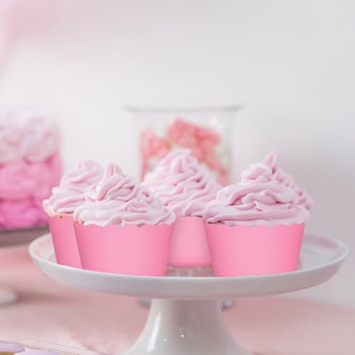 120Pcs Valentine's Day Pink Paper Baking Cups Scalloped Edge Cupcake Wrappers Gradient Pink Cupcake Muffin Cases for Valentine Wedding Birthday Baby Shower (120 Count)