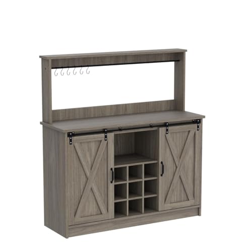 47" Farmhouse Coffee Bar Cabinet with Storage Hutch