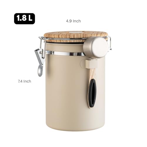 Airtight Coffee Canister 1.8L with Wooden Lid Scoop Set