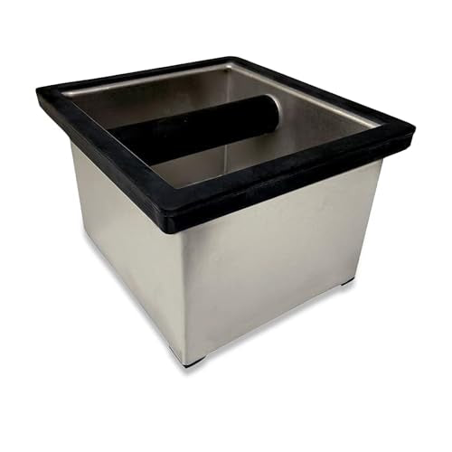 Stainless Steel Espresso Knock Box with Splash Guard 6x5.5x4in