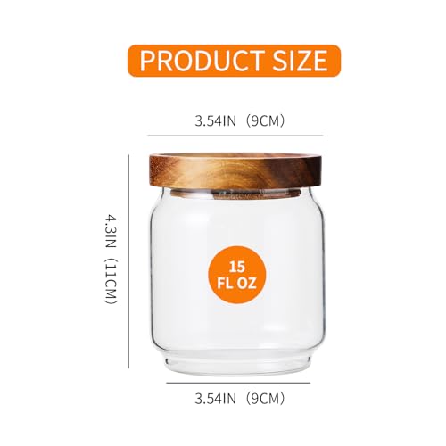Glass Jars with Wood Lids Include 112 Labels (6 Count)