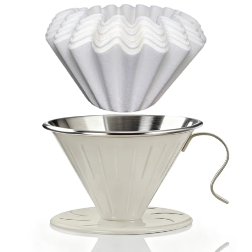 Stainless Steel V60 Coffee Dripper & 50 Paper Filters