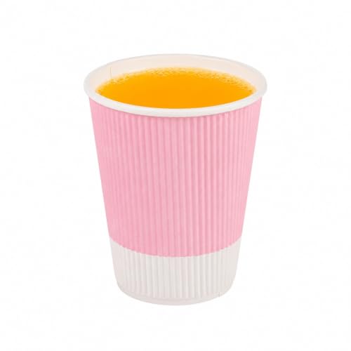 Ripple Wall Coffee Cups 500 Count 12 Ounce Insulated Light Pink Paper Cups