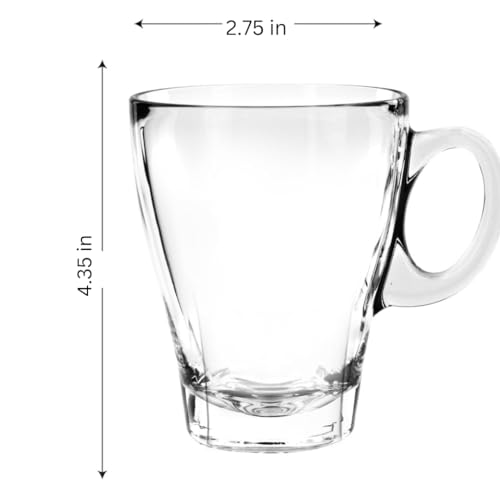 Large Clear Glass Coffee Mugs with Handles (6 Count)