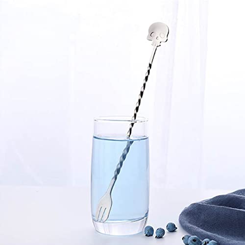 4Pcs Skull Swizzle Stick Bar Spoon Set Reusable Mixing Spoon (4 Count)