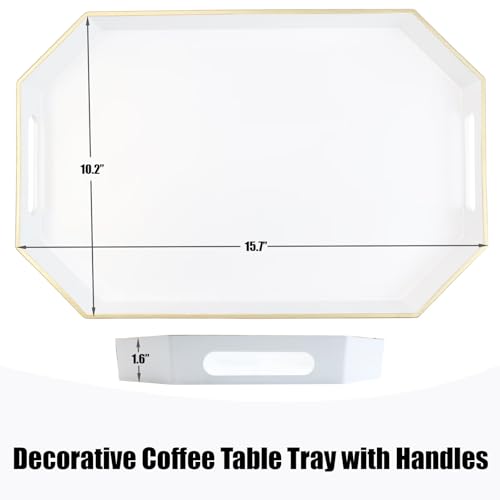 White Decorative Tray with Handles