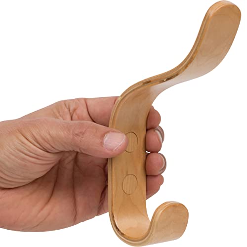 Plywood Wall Hooks Set of 4 Wood Coat Rack Hanging Clothes Hats Robes Towels (4 Count)