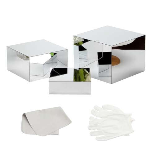 Glossy Silver Acrylic Mirror Display Riser Stand
