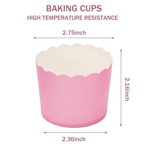 120Pcs Valentine's Day Pink Paper Baking Cups Scalloped Edge Cupcake Wrappers Gradient Pink Cupcake Muffin Cases for Valentine Wedding Birthday Baby Shower (120 Count)