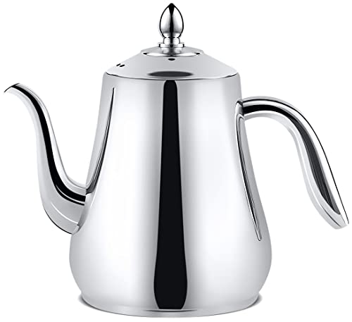 Stainless Steel Teapot with strainer Tea Pot With Removable Infuser or filter for Loose Leaf and Tea Bags cold water Pitcher Tea Maker Dishwasher Safe