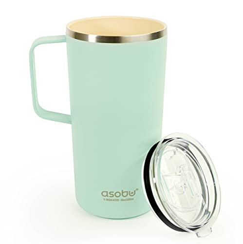 Tower Mug Ceramic Inner Coated Insulated Stainless Steel Cup for Pure Tasting Coffee with Easy Hold Handle and Tritan Lid Fits Standard Cup Holders 20 Ounce Travel Mug
