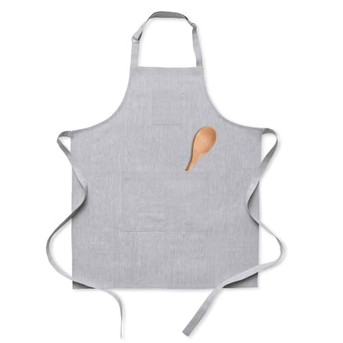 100% Linen Apron Light Grey